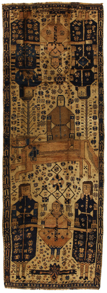 Bakhtiari - old Персийски връзван килим 380x132