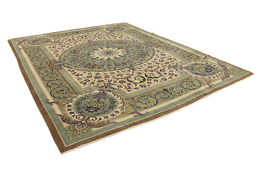 Isfahan Персийски връзван килим 390x303 - Снимка 1