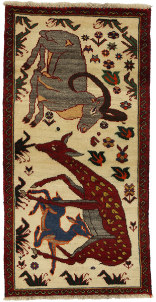 Gabbeh - Qashqai Персийски връзван килим 150x75