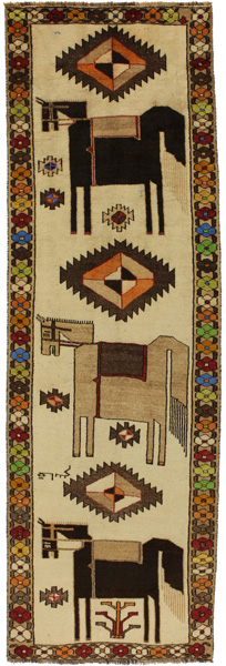 Gabbeh - Qashqai Персийски връзван килим 397x126