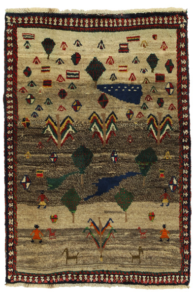 Gabbeh - Qashqai Персийски връзван килим 132x87