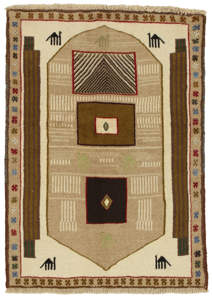 Gabbeh - Qashqai Персийски връзван килим 132x96