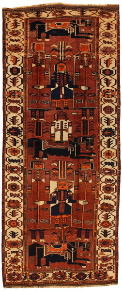 Bakhtiari - Qashqai Персийски връзван килим 368x154