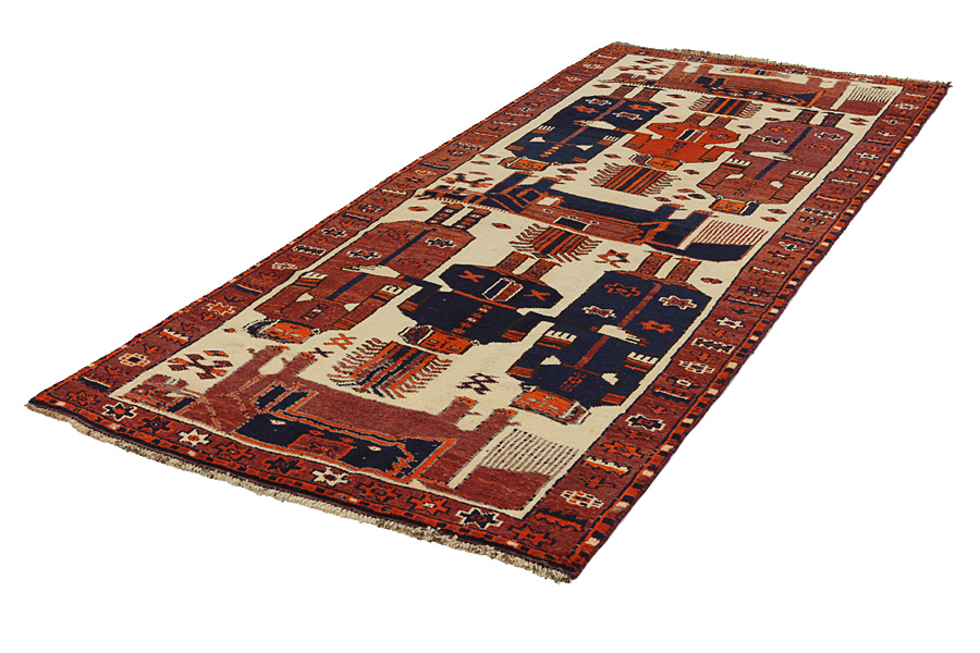 Bakhtiari - Qashqai Персийски връзван килим 359x140 - Снимка 2