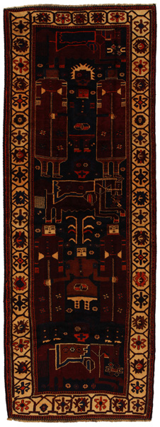 Bakhtiari - Qashqai Персийски връзван килим 424x156
