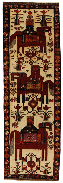 Bakhtiari - Qashqai Персийски връзван килим 365x116