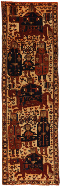 Bakhtiari - Qashqai Персийски връзван килим 423x128