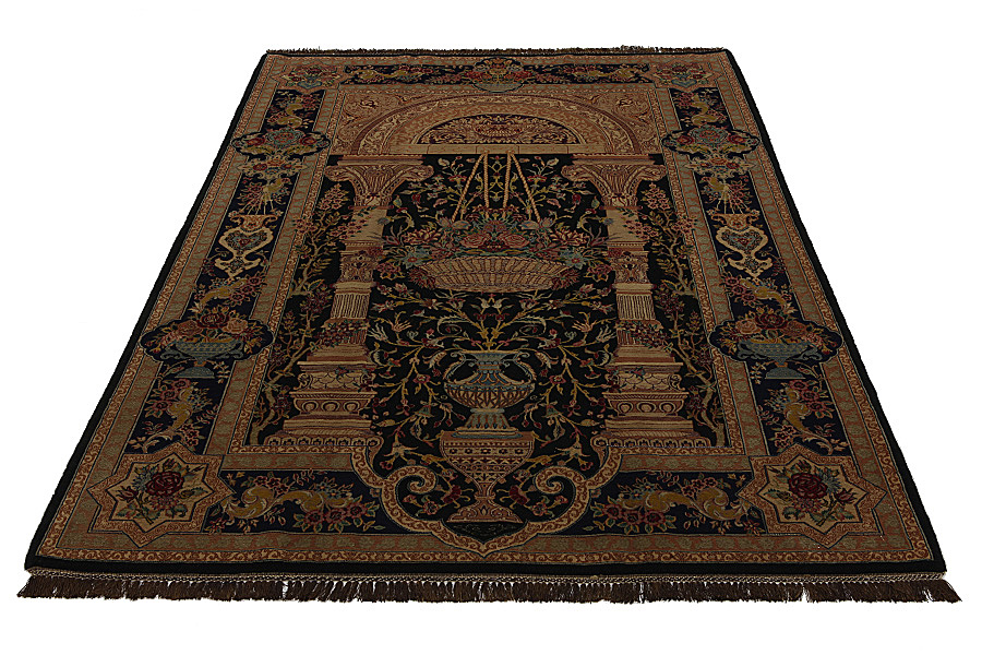 Isfahan Персийски връзван килим 237x155 - Снимка 3