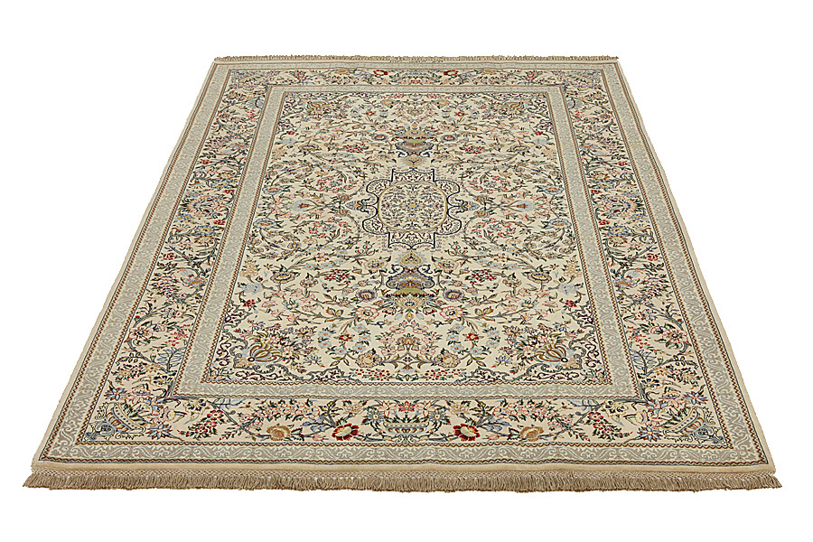 Isfahan Персийски връзван килим 215x146 - Снимка 3