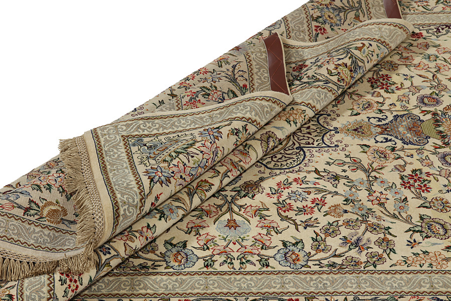 Isfahan Персийски връзван килим 215x146 - Снимка 13