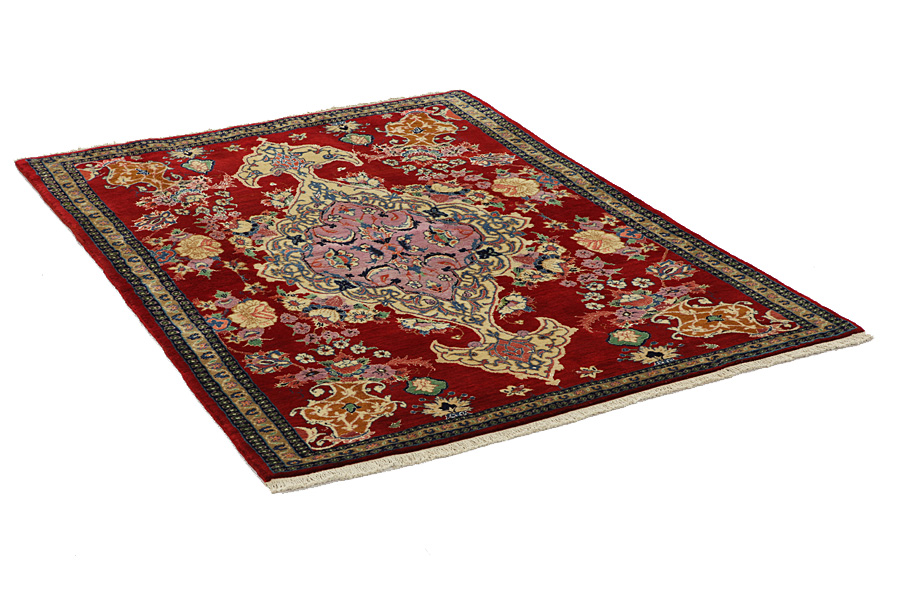Isfahan Персийски връзван килим 188x132 - Снимка 1
