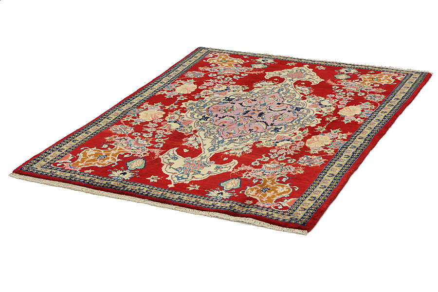 Isfahan Персийски връзван килим 188x132 - Снимка 2